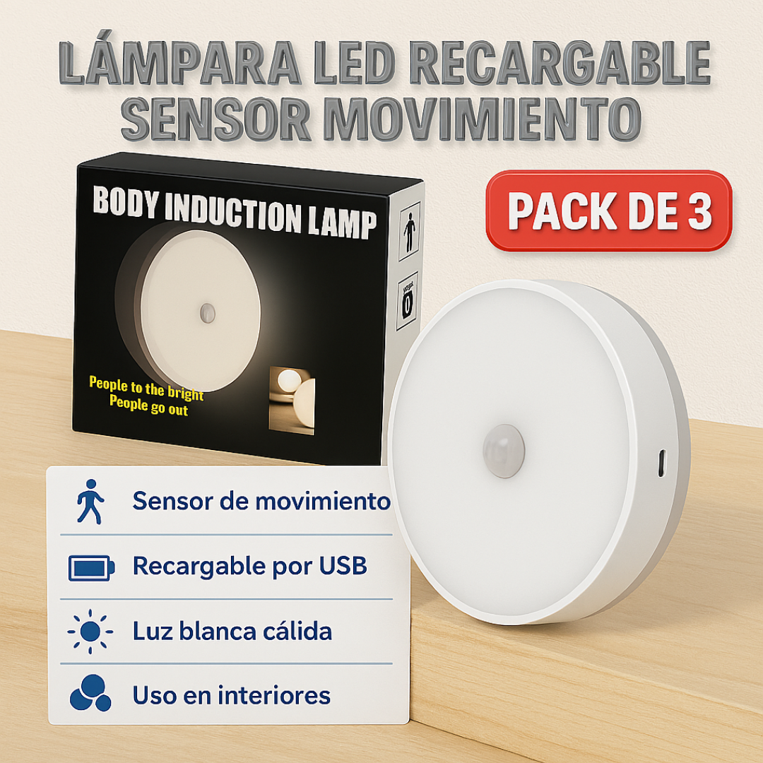 Pack 3 Lámparas LED con Sensor de Movimiento